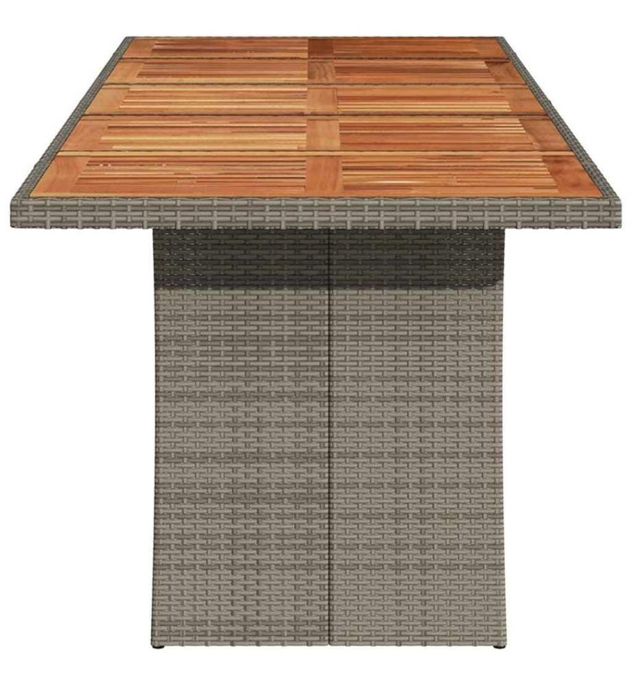 Gartentisch mit Akazienholz-Platte Grau 240x90x75cm Poly Rattan