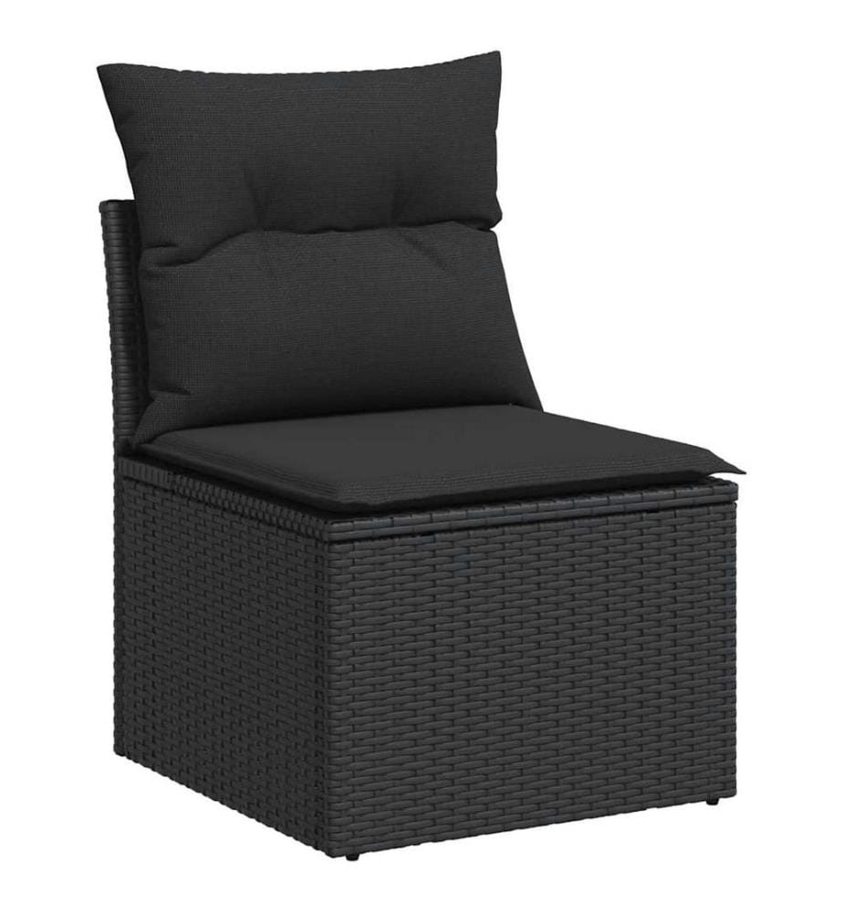 Gartenstuhl ohne Armlehnen mit Kissen Schwarz Poly Rattan