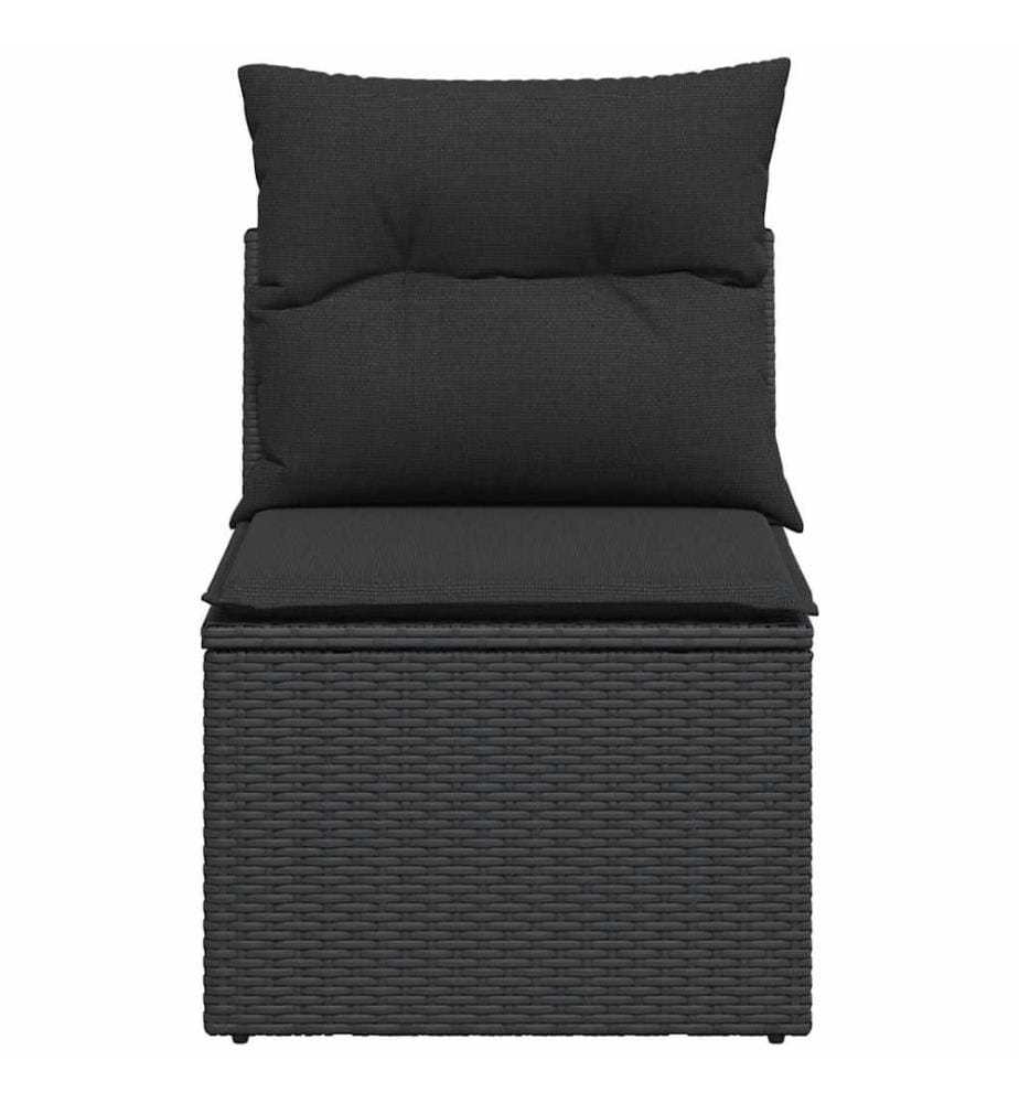 Gartenstuhl ohne Armlehnen mit Kissen Schwarz Poly Rattan