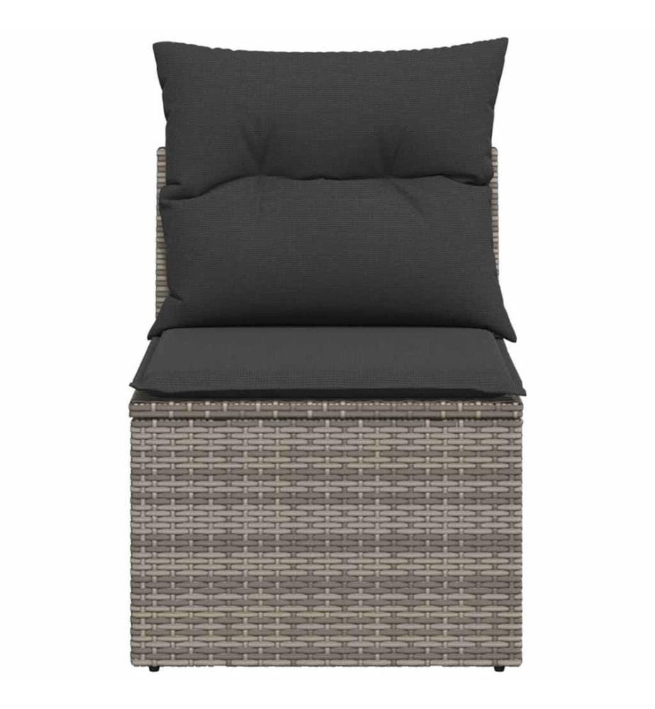 Gartensessel ohne Armlehnen mit Kissen Grau Poly Rattan