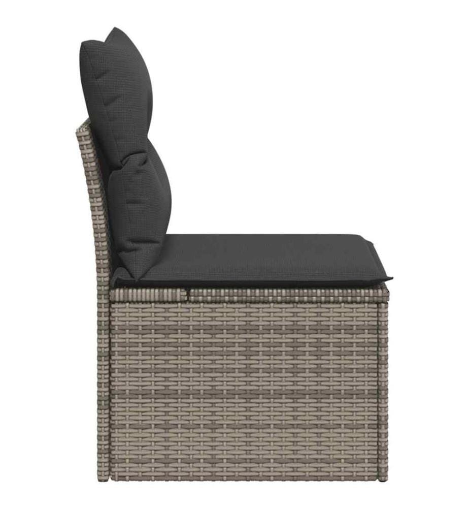 Gartensessel ohne Armlehnen mit Kissen Grau Poly Rattan