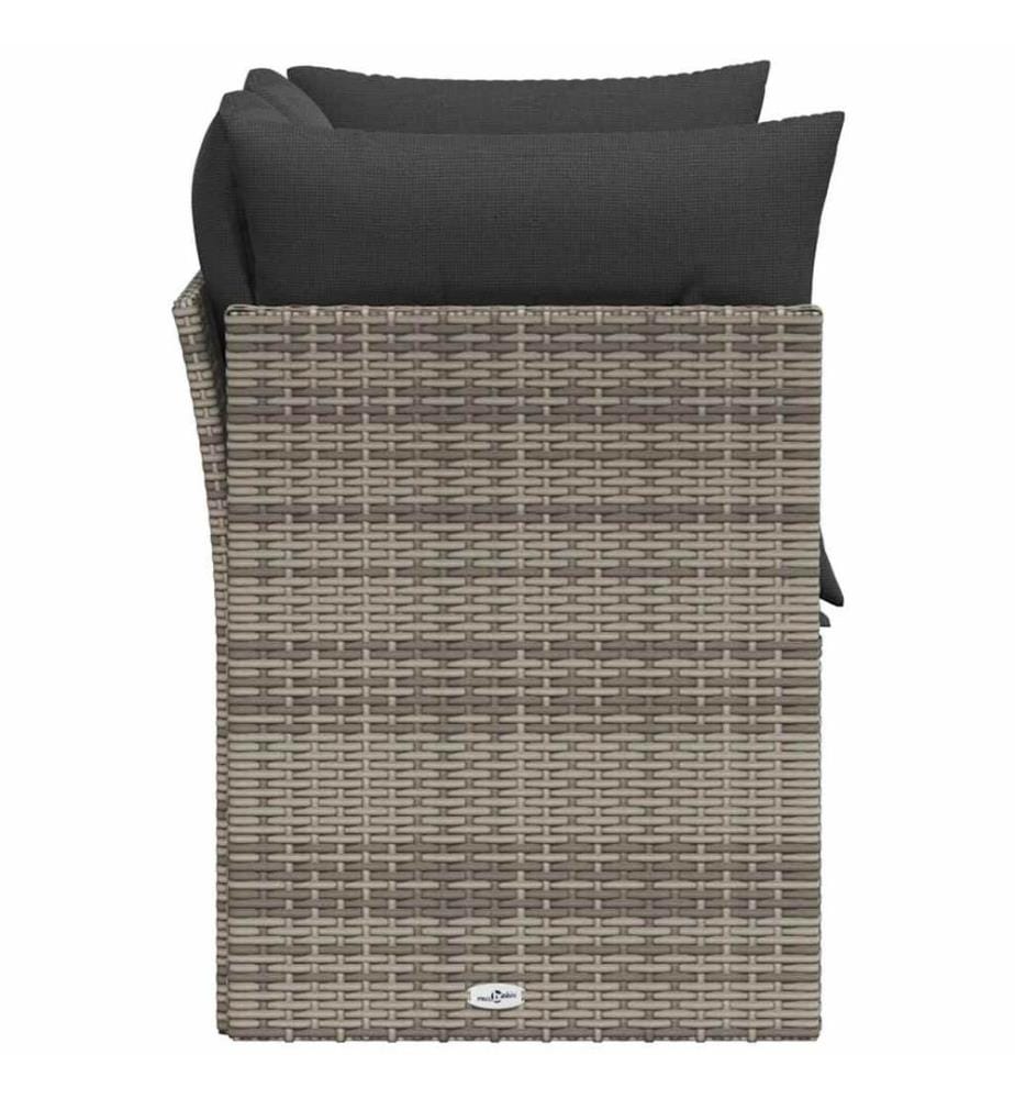 Gartensofa 2-Sitzer mit Kissen Grau Poly Rattan