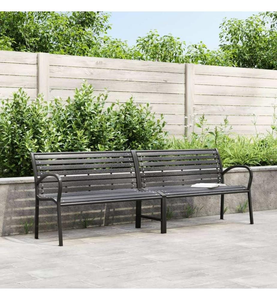 Doppel-Gartenbank Schwarz 231 cm Stahl und WPC