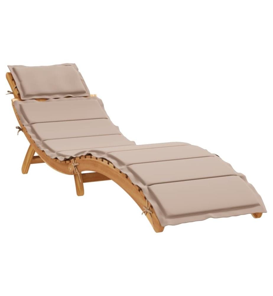 Sonnenliege mit Auflage Taupe Massivholz Akazie