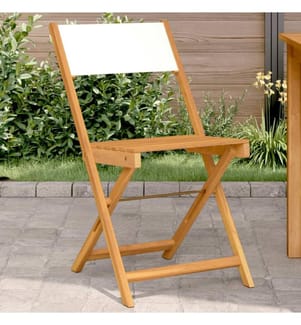Chaises de bistrot lot de 2 blanc crème bois acacia et tissu