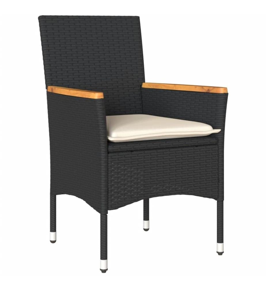 Chaises de jardin avec coussins lot de 2 noir résine tressée
