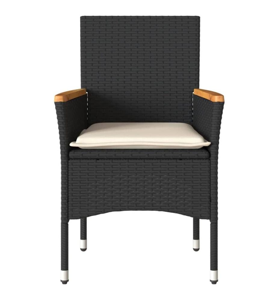 Chaises de jardin avec coussins lot de 2 noir résine tressée
