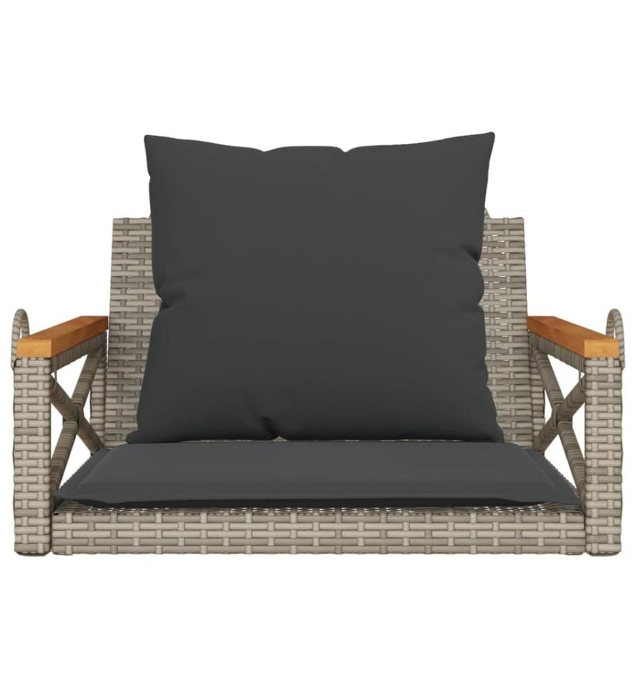 Hängesessel mit Kissen Grau 63x62x40 cm Poly Rattan