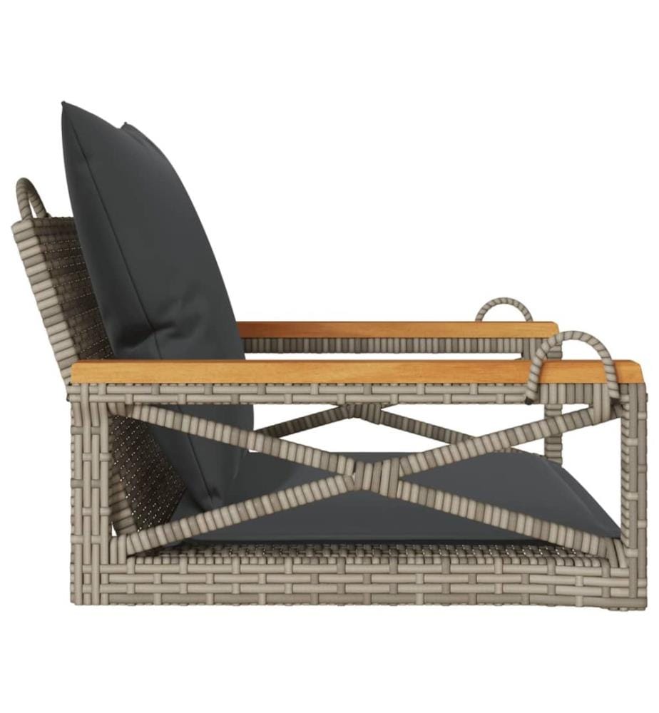 Hängesessel mit Kissen Grau 63x62x40 cm Poly Rattan