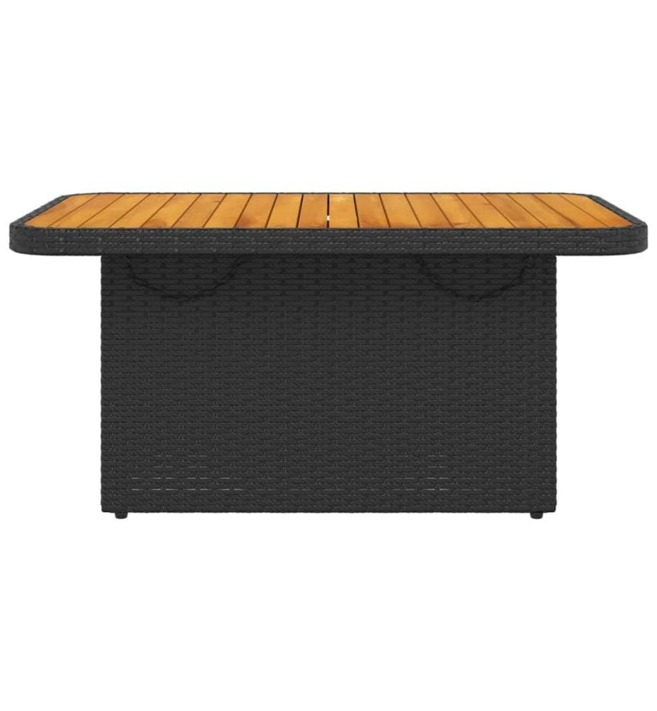 Gartentisch Schwarz 90x55x71 cm Poly Rattan und Akazienholz