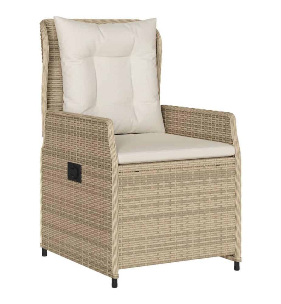 Gartensessel 2 Stk. Verstellbar Beige Poly Rattan