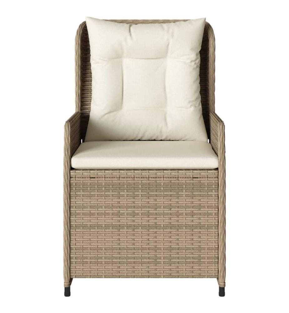 Gartensessel 2 Stk. Verstellbar Beige Poly Rattan