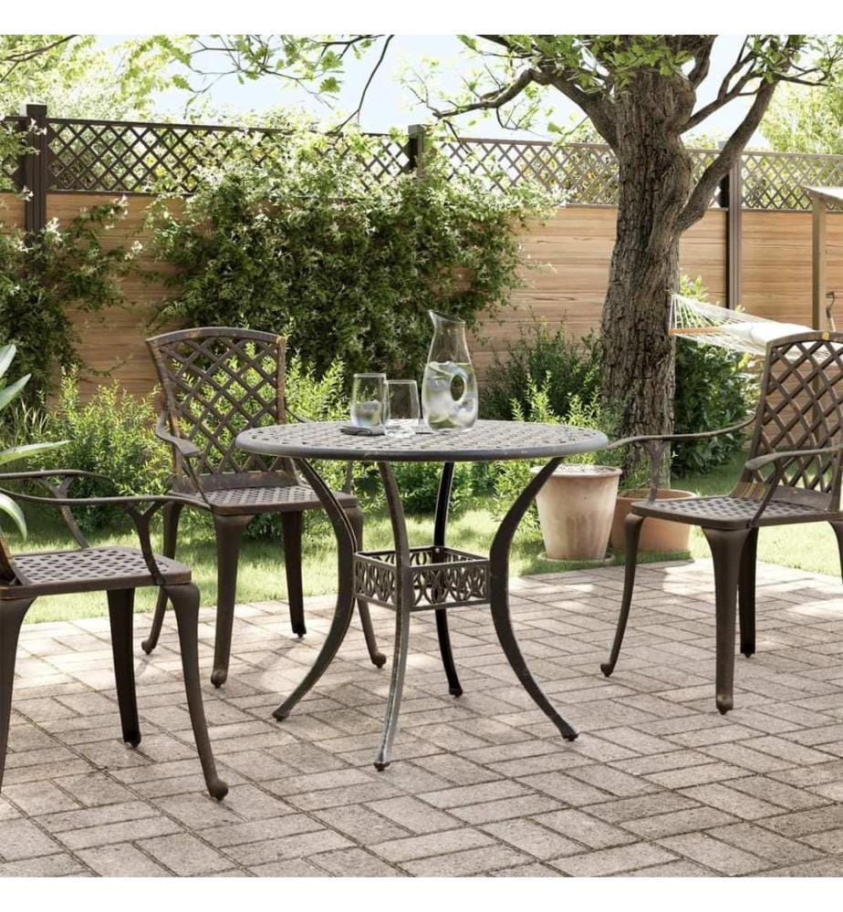 Gartentisch Bronzen Ø90x75 cm Aluminiumguss