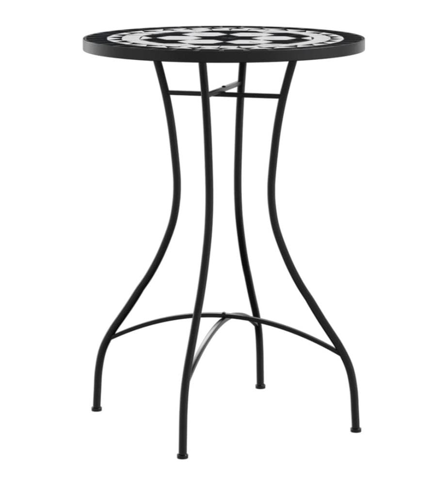 Table de bistro mosaïque noir et blanc Ø50x70 cm céramique