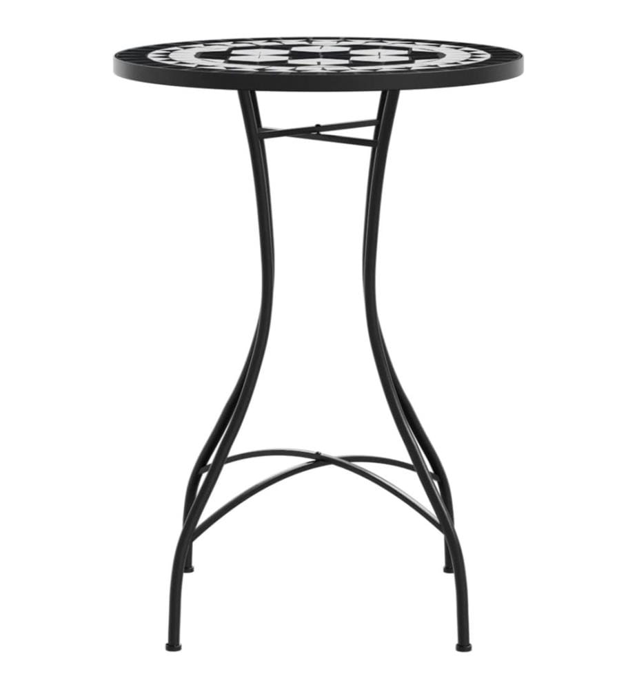Table de bistro mosaïque noir et blanc Ø50x70 cm céramique