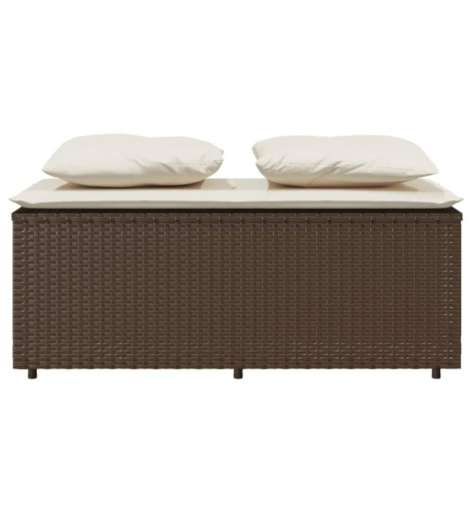 3-tlg. Garten-Essgruppe mit Kissen Braun Poly Rattan