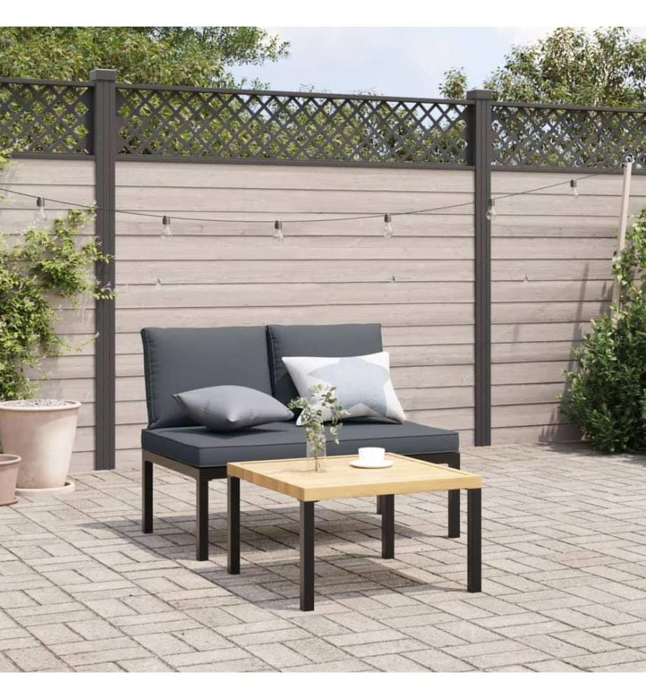 Gartenbank mit Kissen Schwarz Aluminium
