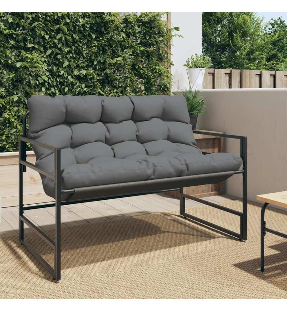 Gartenbank mit Kissen Anthrazit 113 cm Stahl