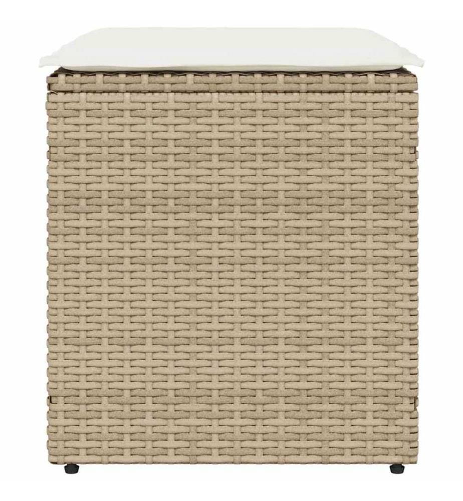 Gartenhocker mit Kissen 2 Stk. Beige 40x40x43 cm Poly Rattan
