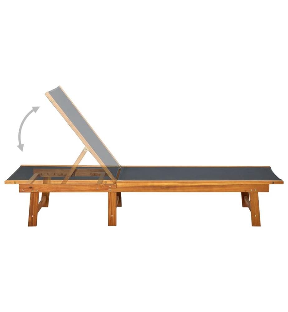 Sonnenliege mit Tisch Massivholz Akazie und Textilene