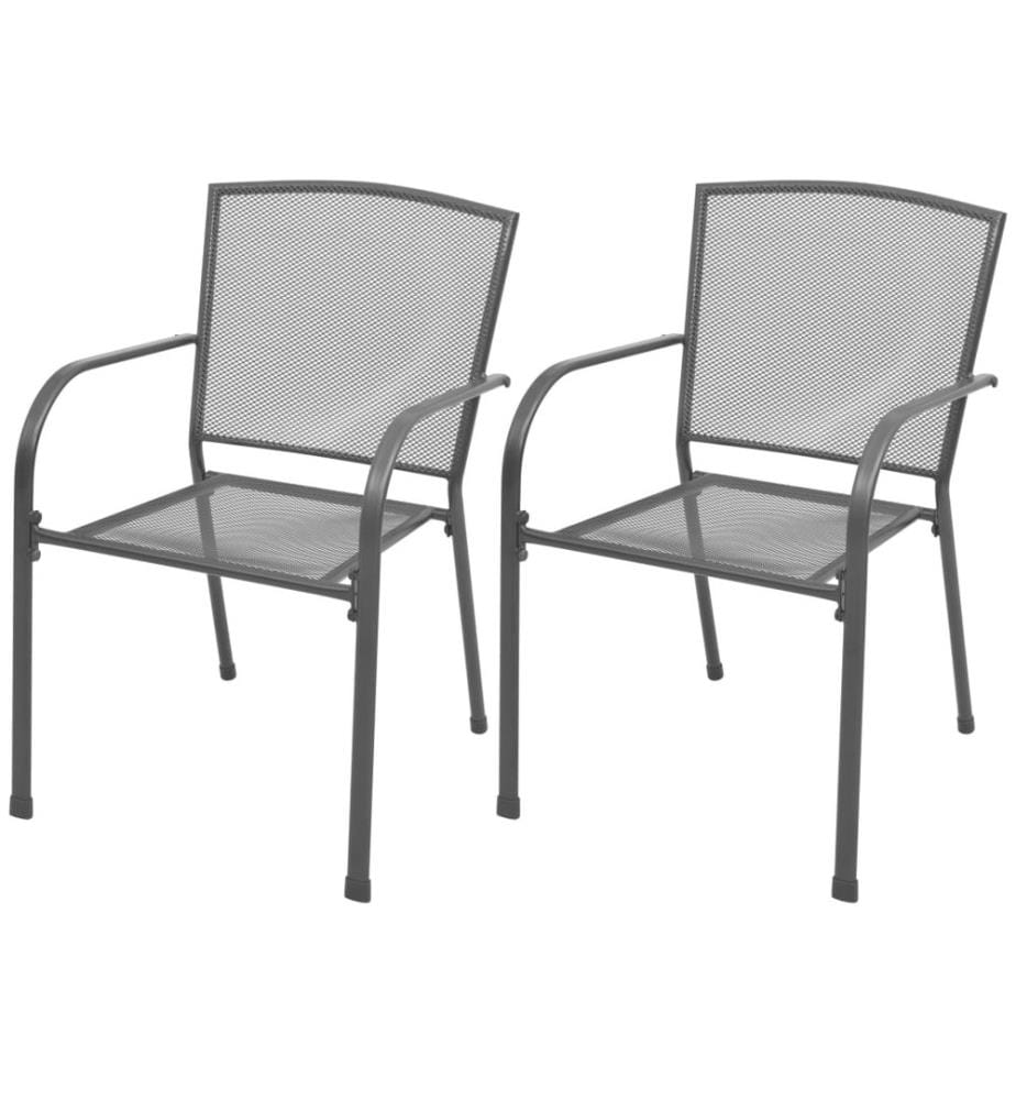 Stapelbare Gartenstühle 2 Stk. Stahl Grau