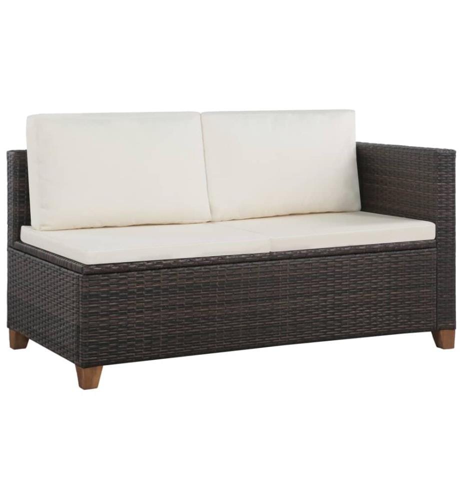 4-tlg. Garten-Lounge-Set mit Kissen Poly-Rattan Braun