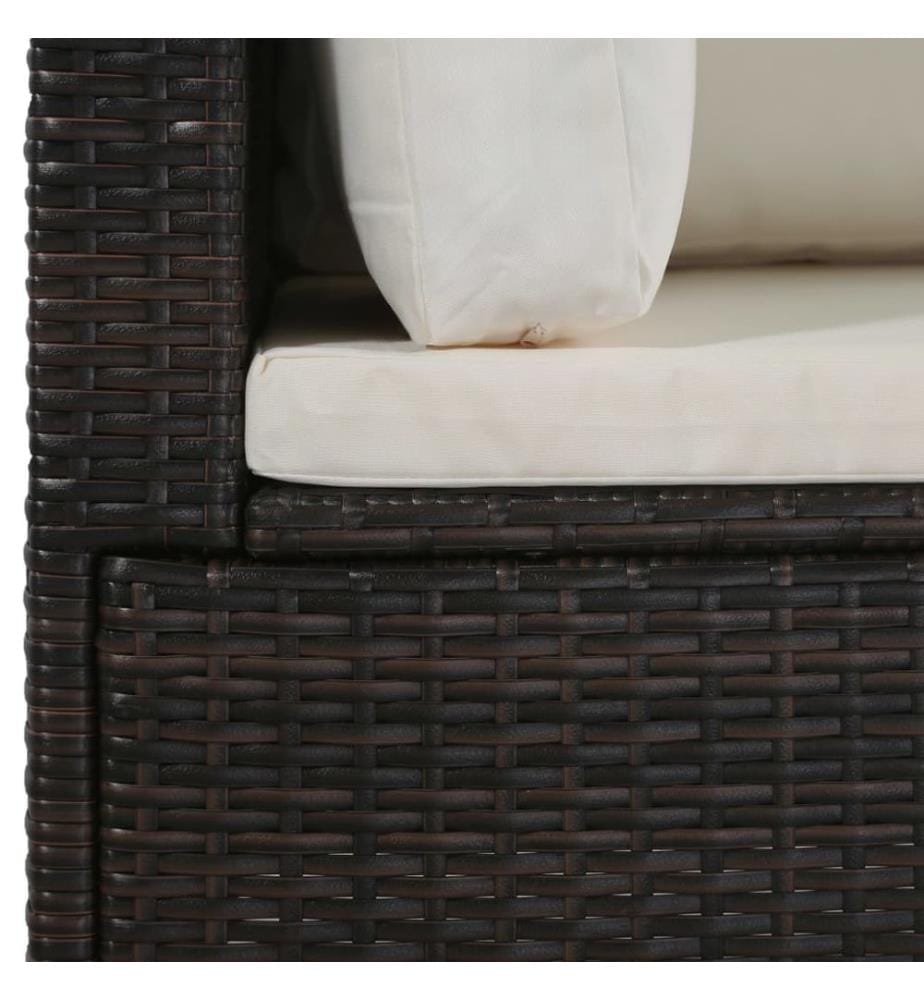 4-tlg. Garten-Lounge-Set mit Kissen Poly-Rattan Braun