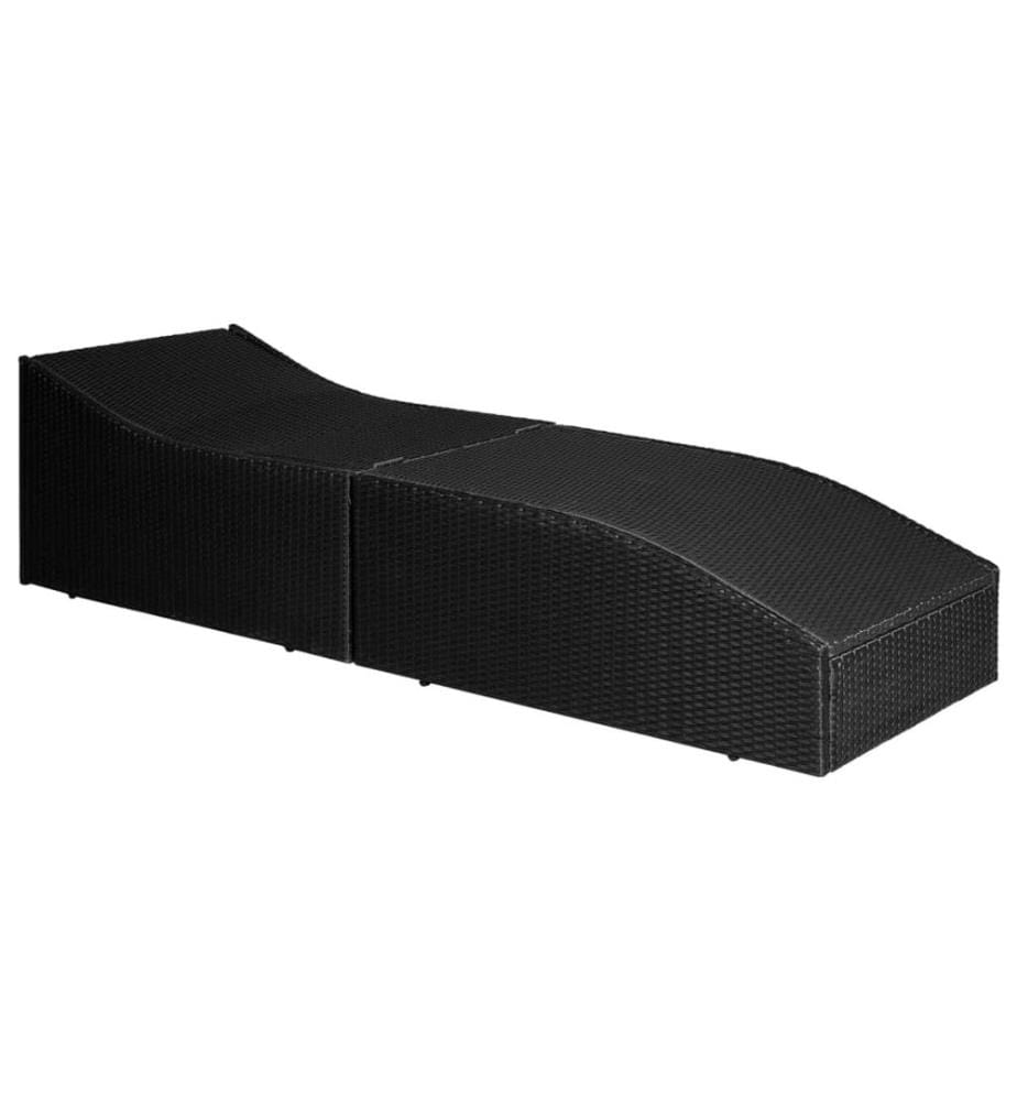 Sonnenliege mit Polsterauflage Poly Rattan Schwarz