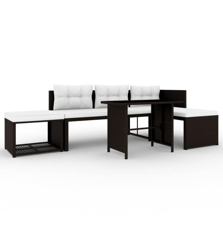 4-tlg. Garten-Lounge-Set Poly Rattan Braun
