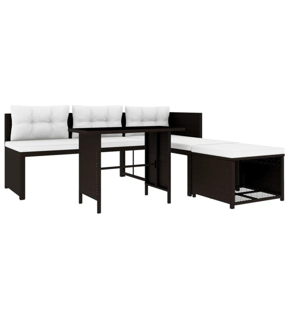 4-tlg. Garten-Lounge-Set Poly Rattan Braun