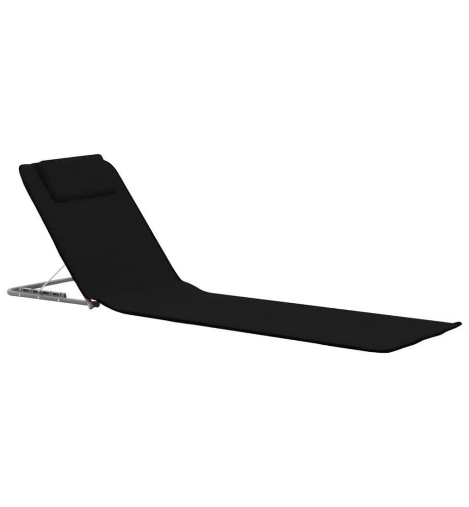Klappbare Strandmatte 2 Stk. Stahl und Stoff Schwarz