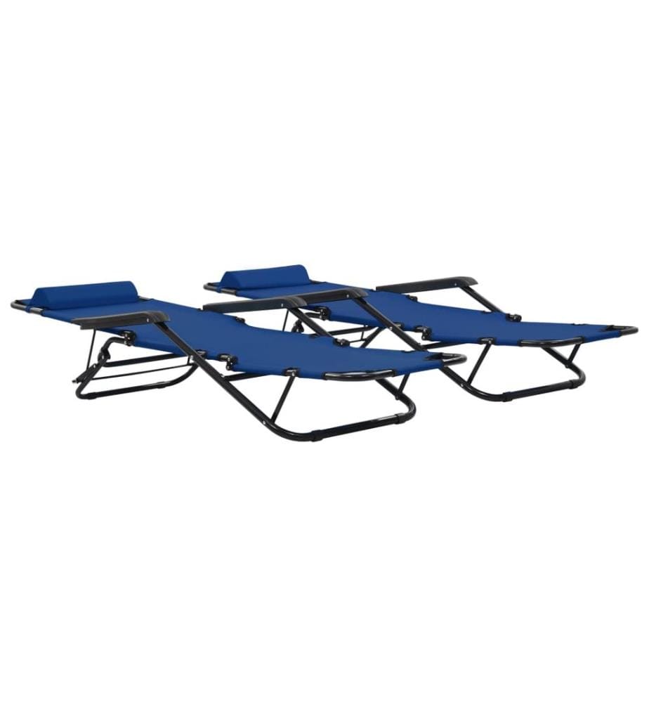 Klappbare Sonnenliegen 2 Stk. mit Fussablage Blau