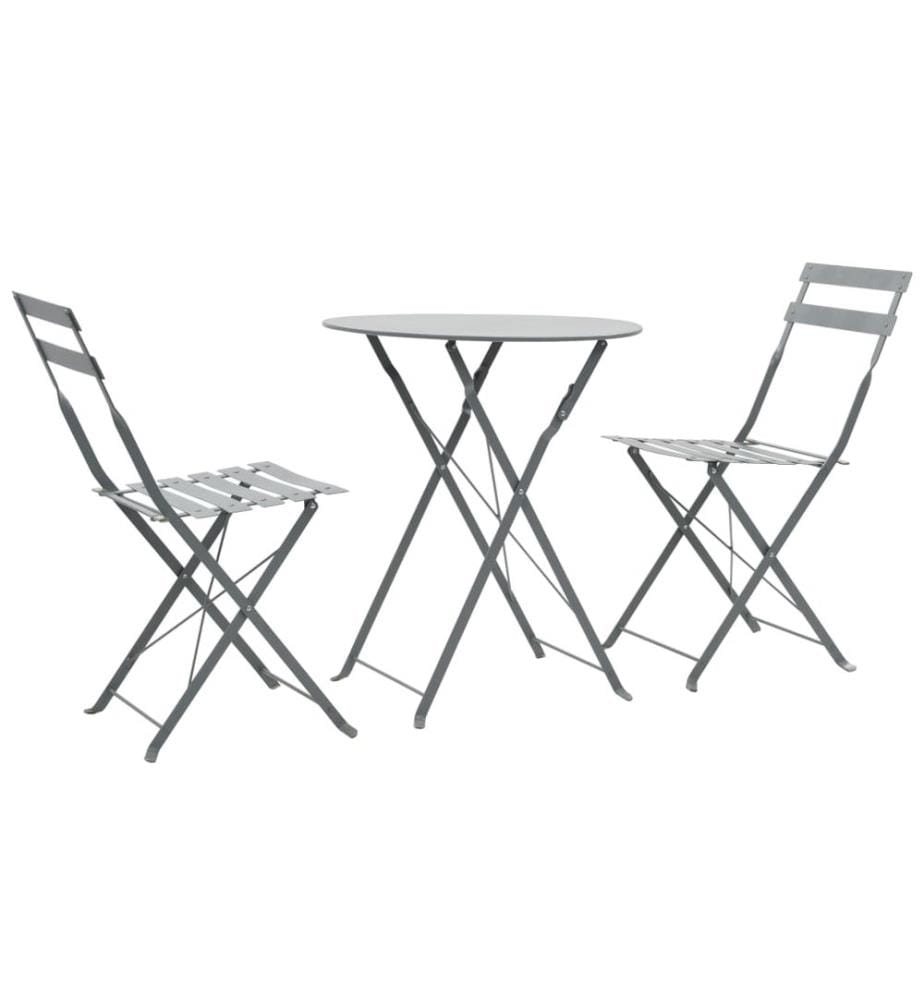 3-tlg. Bistro-Set Stahl Grau