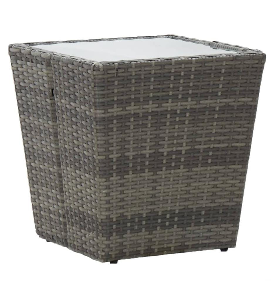 Beistelltisch Grau 41,5x41,5x43 cm Poly Rattan und Hartglas
