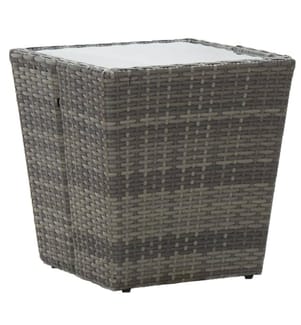 Beistelltisch Grau 41,5x41,5x43 cm Poly Rattan und Hartglas
