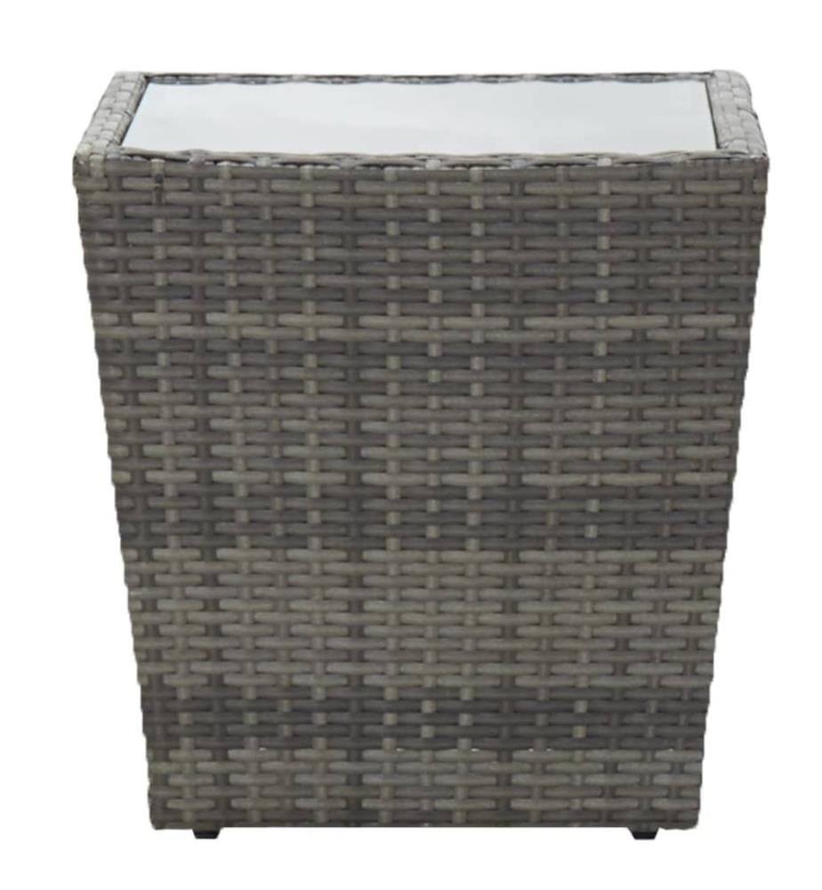 Beistelltisch Grau 41,5x41,5x43 cm Poly Rattan und Hartglas