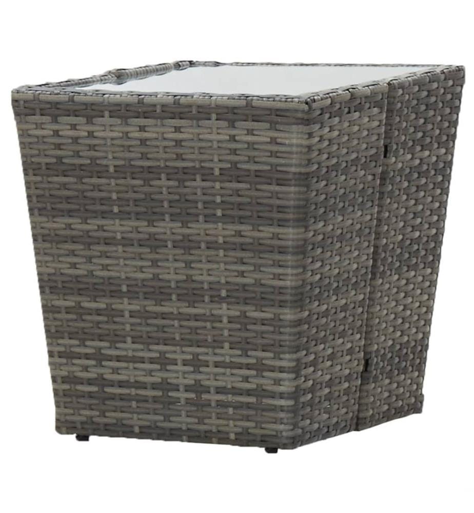 Beistelltisch Grau 41,5x41,5x43 cm Poly Rattan und Hartglas