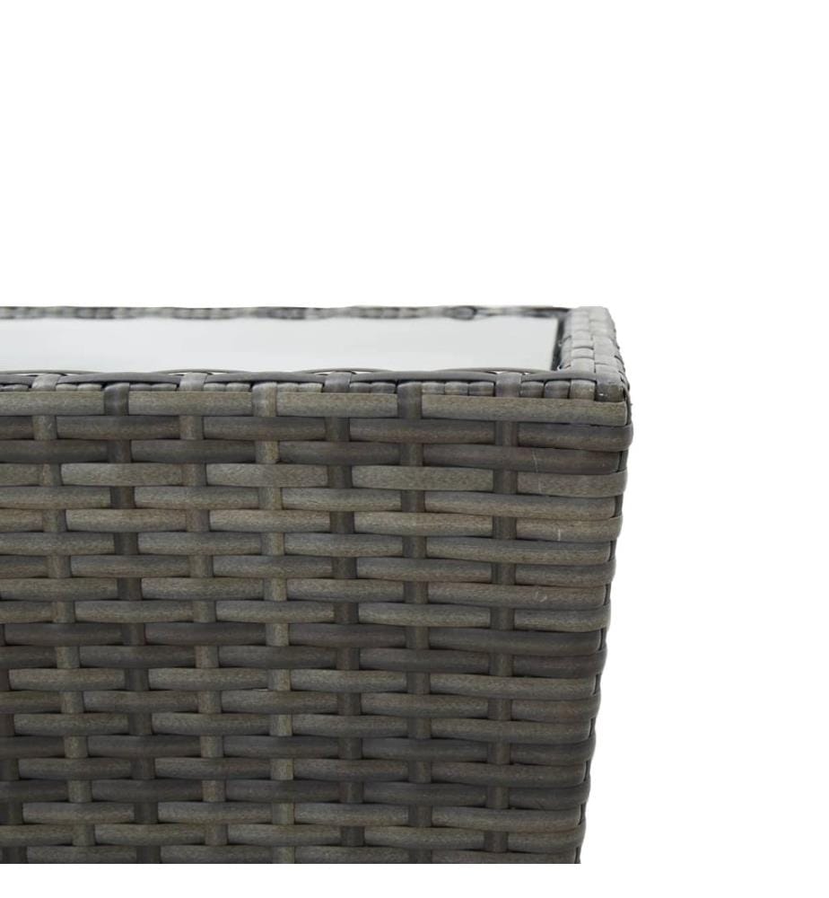 Beistelltisch Grau 41,5x41,5x43 cm Poly Rattan und Hartglas
