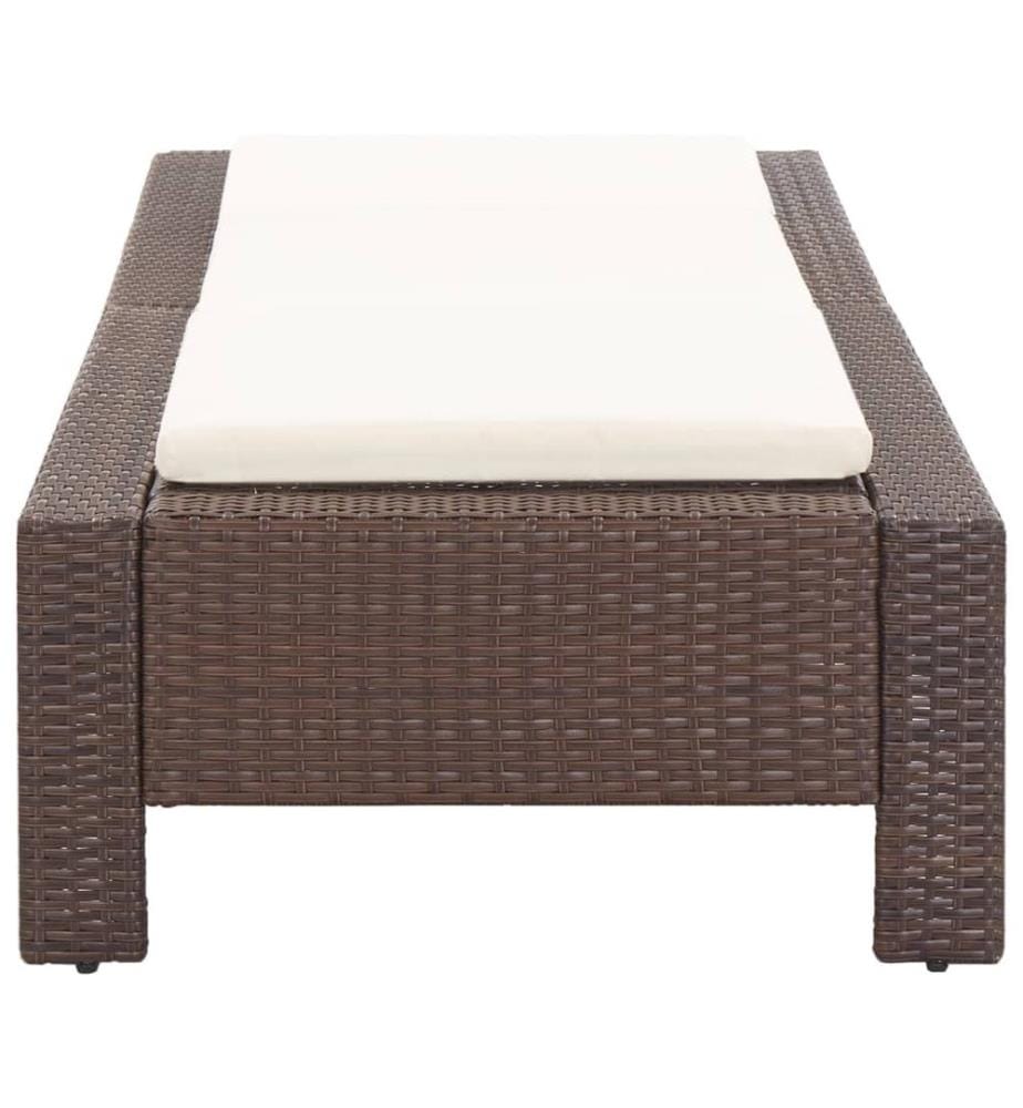 Sonnenliege mit Auflage Braun Poly Rattan
