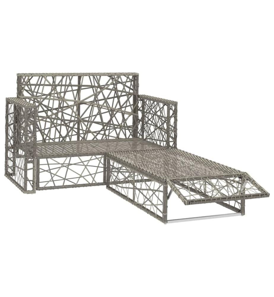 2-tlg. Garten-Lounge-Set mit Auflagen Poly Rattan Grau