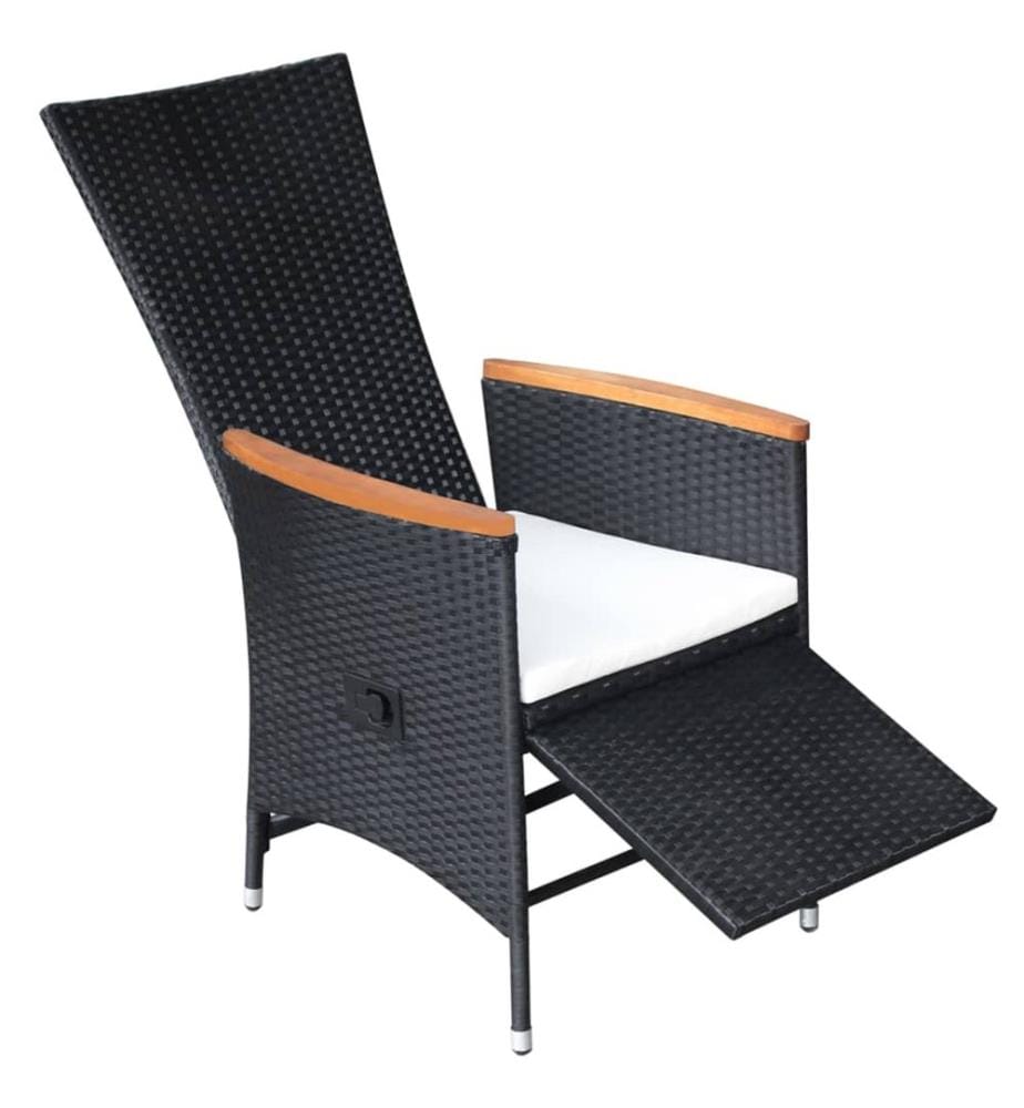 Garten-Liegestühle 2 Stk. mit Auflagen Poly Rattan Schwarz