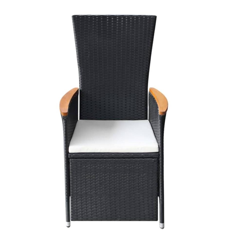 Garten-Liegestühle 2 Stk. mit Auflagen Poly Rattan Schwarz