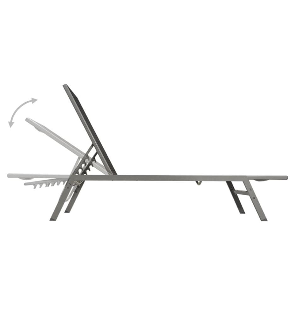 Sonnenliegen 2 Stk. mit Tisch Stahl und Textilene Schwarz