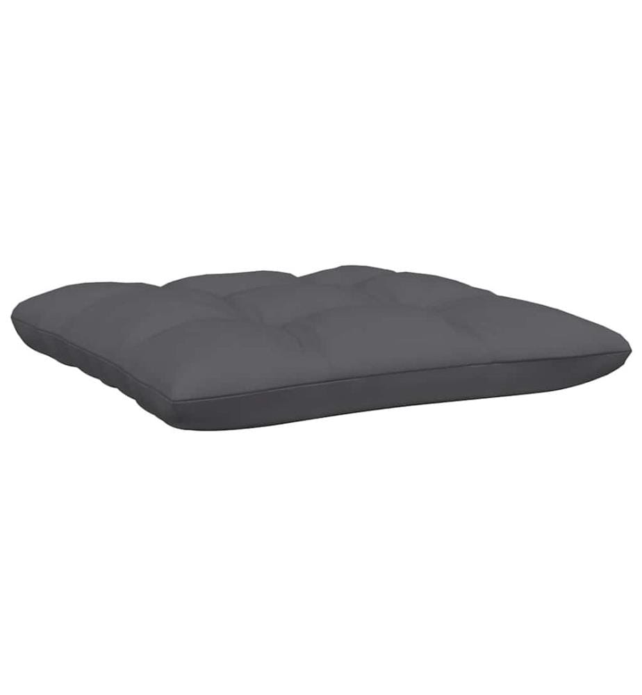 Gartenhocker mit Anthrazit Kissen Weiss Kiefer Massivholz