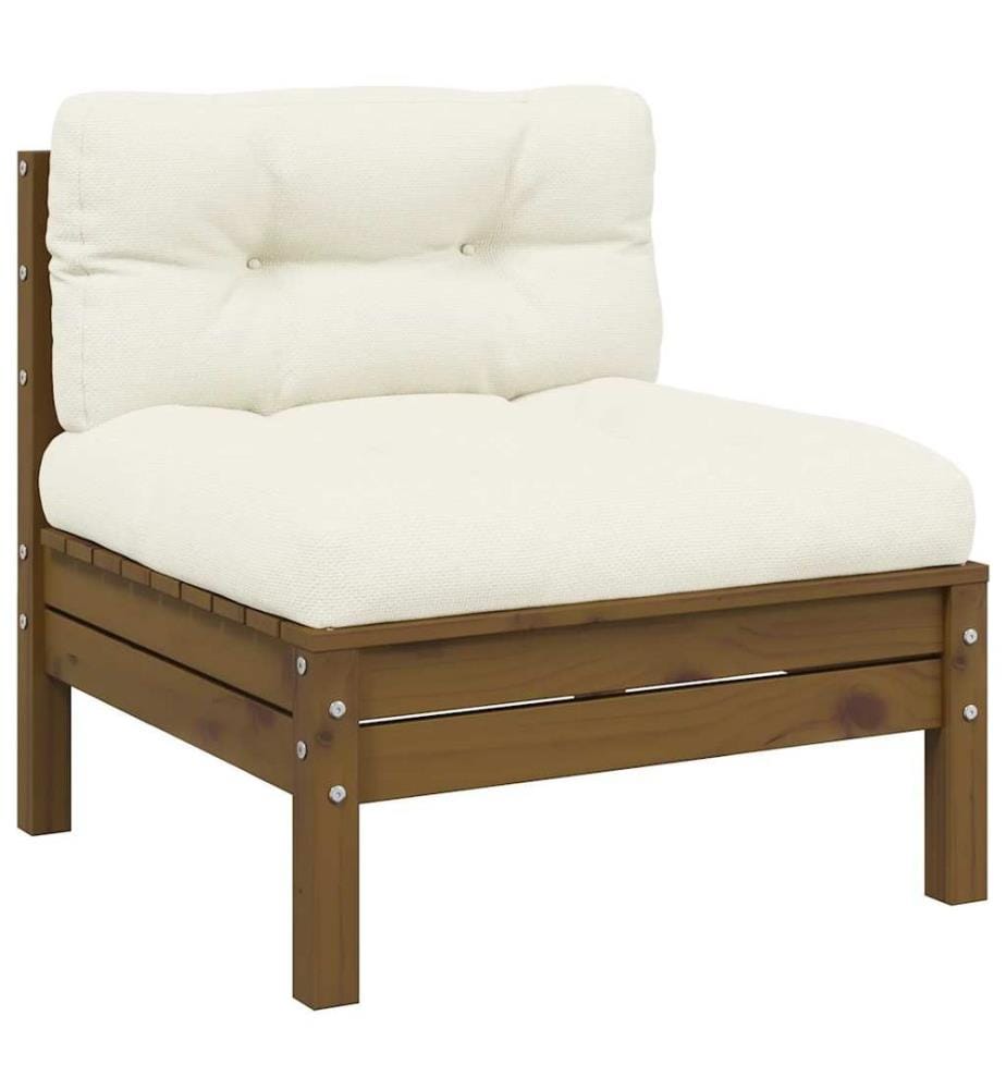 3-tlg. Garten-Lounge-Set mit Creme Kissen Massivholz Kiefer