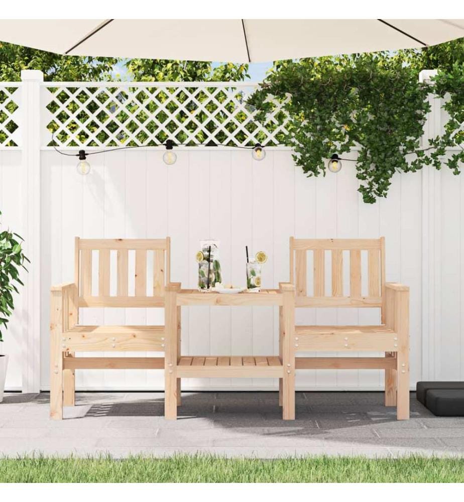Gartenbank mit Tisch 2-Sitzer Massivholz Kiefer