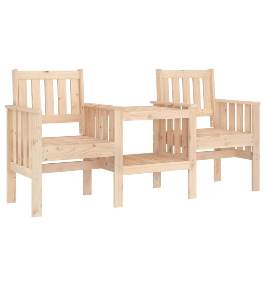 Gartenbank mit Tisch 2-Sitzer Massivholz Kiefer