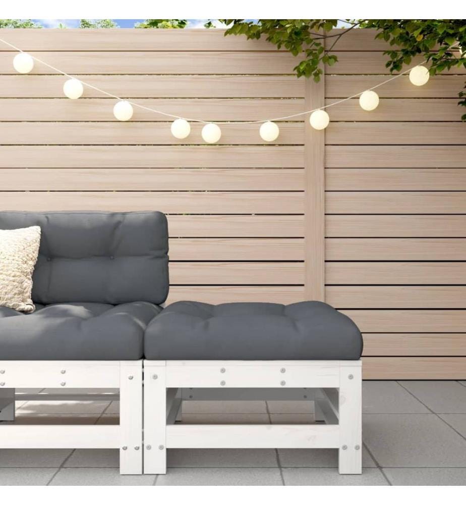 Gartenhocker mit Kissen Weiss Massivholz Kiefer