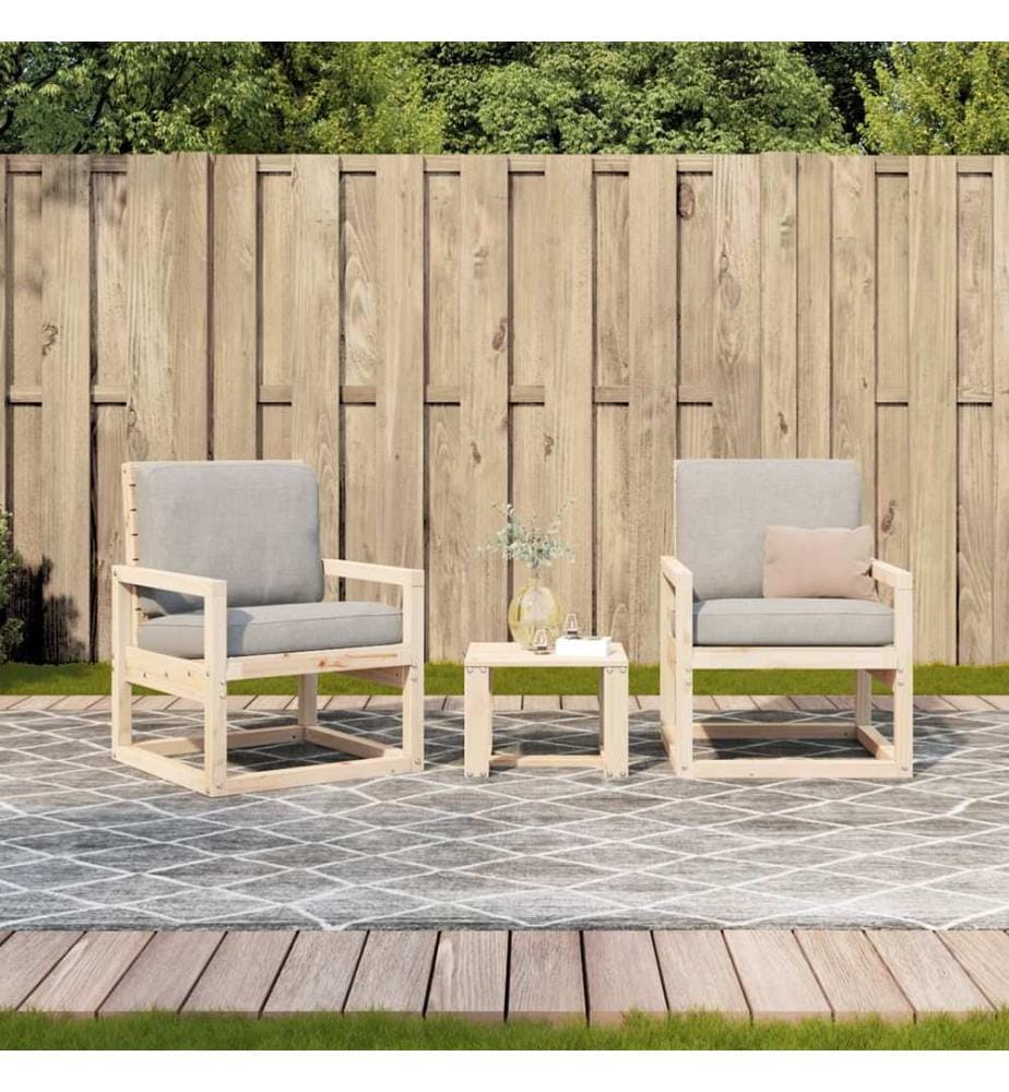 3-tlg. Garten-Lounge-Set Massivholz Kiefer