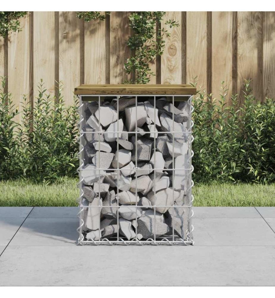 Banc de jardin design gabion 33x31x42 cm bois de pin imprégné